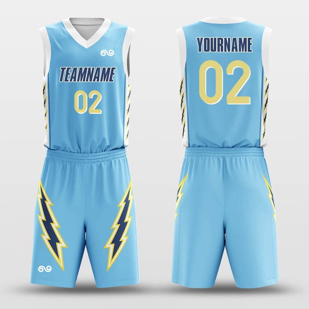 Blue Lightning -Custom Basketball Jersey with Shorts Subliamted