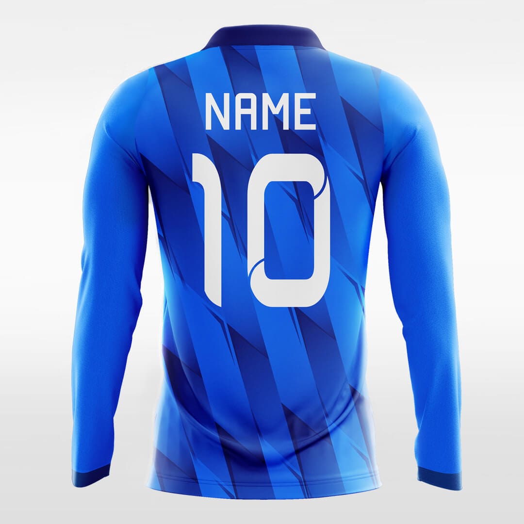 Connection - Custom Long Sleeve Soccer Jersey Blue for Men