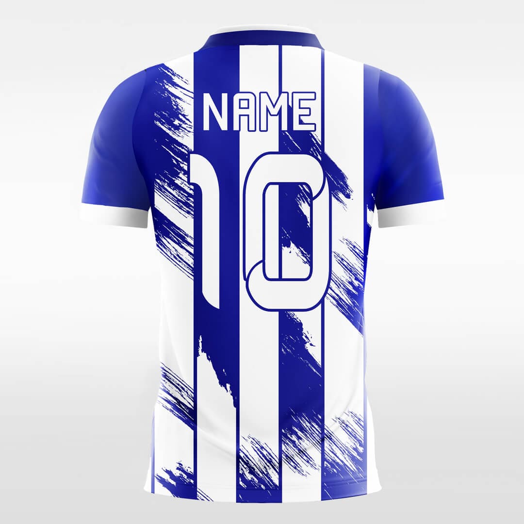 blue short sleeve soccer jersey