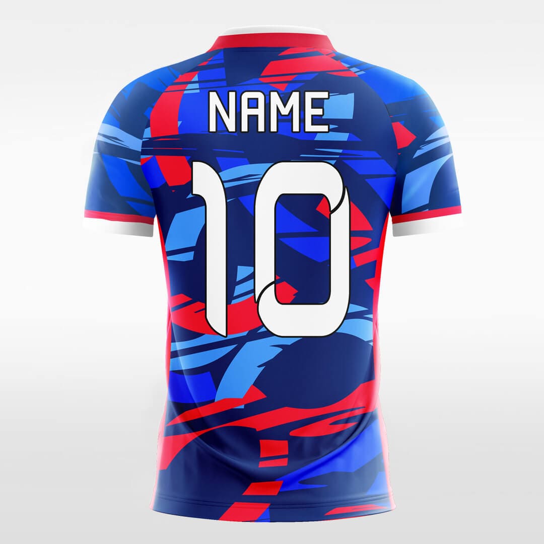 blue short sleeve soccer jersey