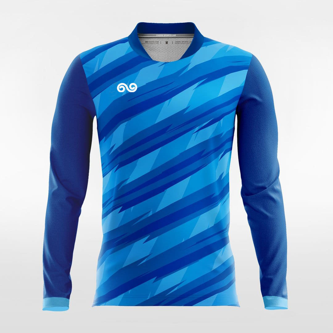 Thorn - Custom Long Sleeve Soccer Jersey Blue for Men