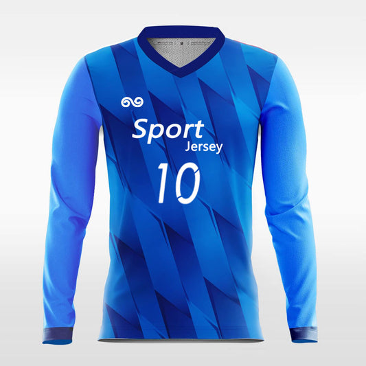 Connection - Custom Long Sleeve Soccer Jersey Blue for Men
