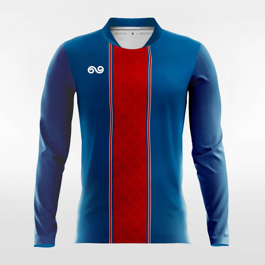 Apollo - Custom Long Sleeve Soccer Jersey Dark Blue for Men