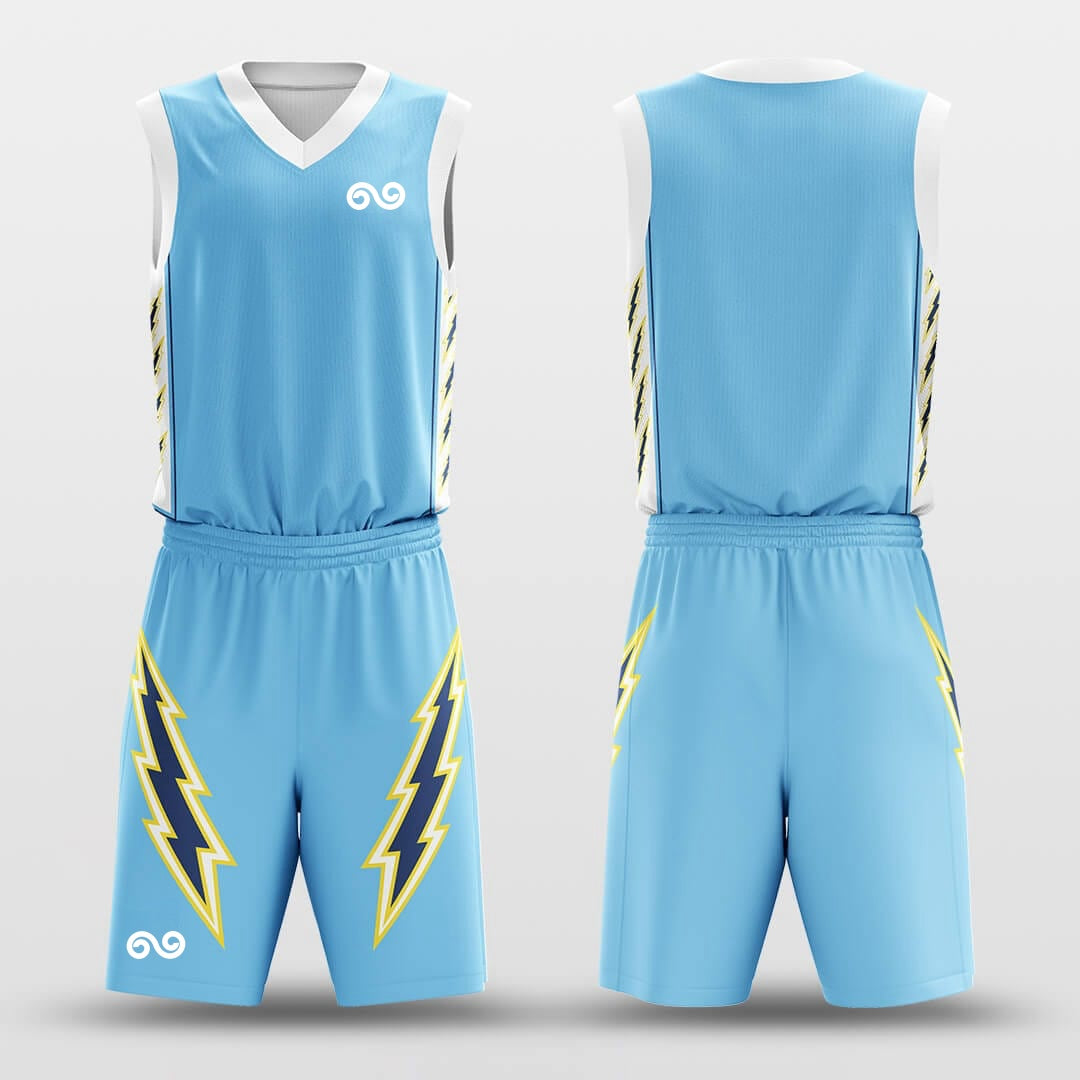 Blue Lightning -Custom Basketball Jersey with Shorts Subliamted