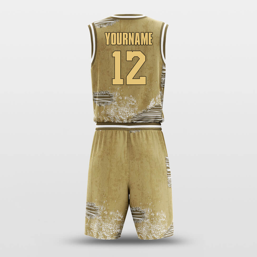 brown yellow custom basketball jersey