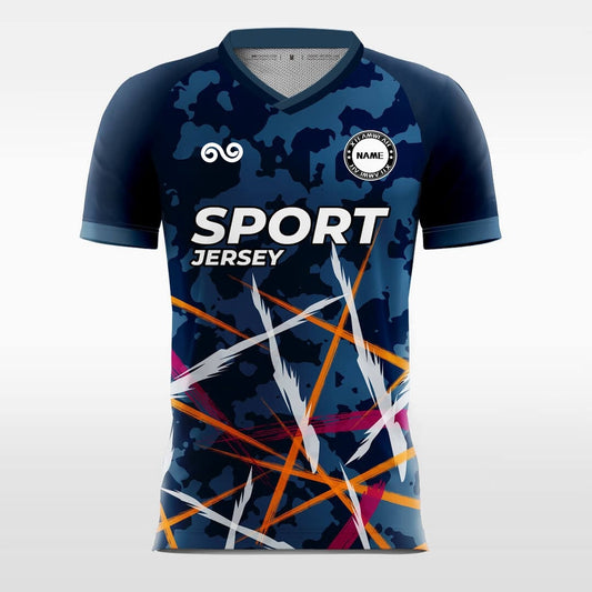 Camouflage Line - Custom Soccer Jersey for Men Grey and blue Sublimated