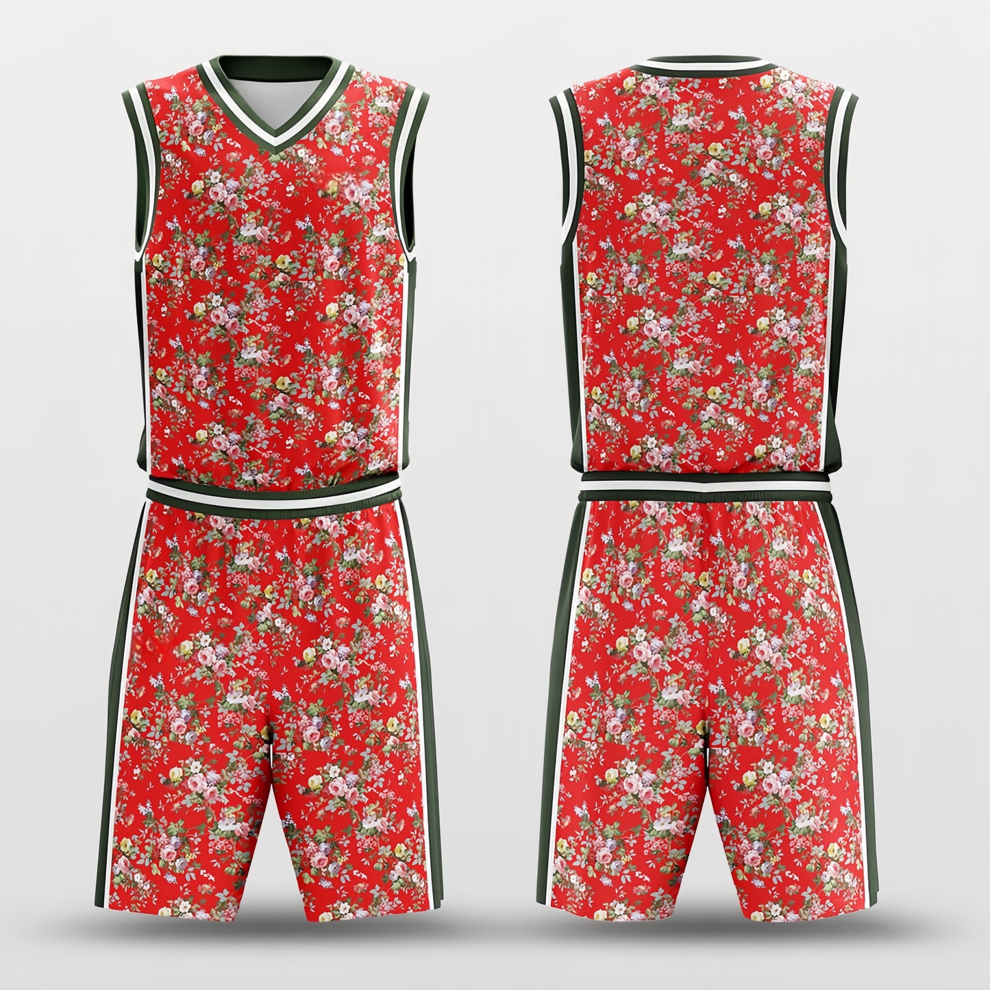 DongBei Flower1 -Custom Basketball Jersey with Shorts Subliamted