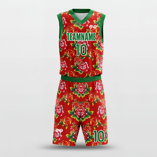 DongBei Flower2 -Custom Basketball Jersey with Shorts Subliamted
