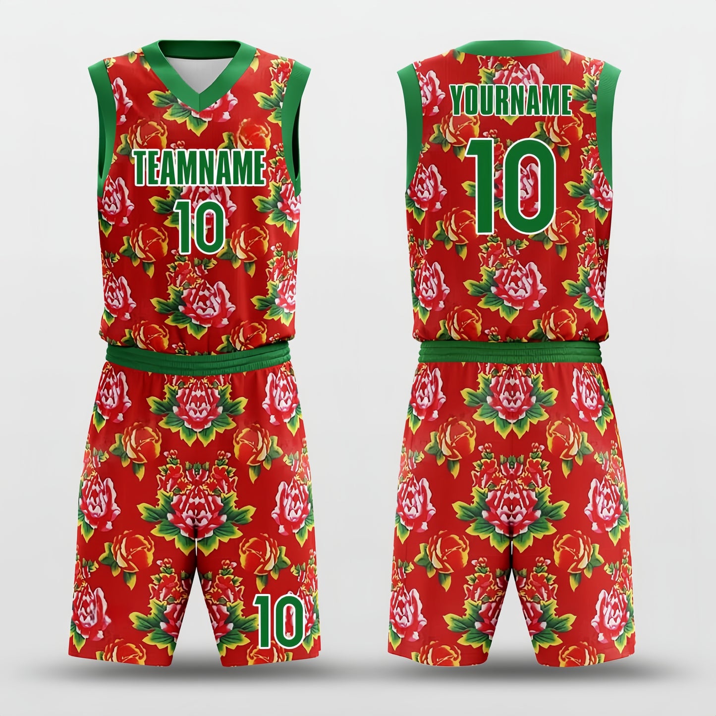 DongBei Flower2 -Custom Basketball Jersey with Shorts Subliamted