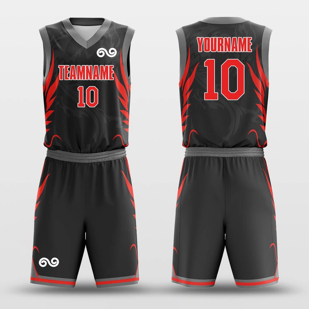 Black Dragon -Custom Basketball Jersey with Shorts Subliamted
