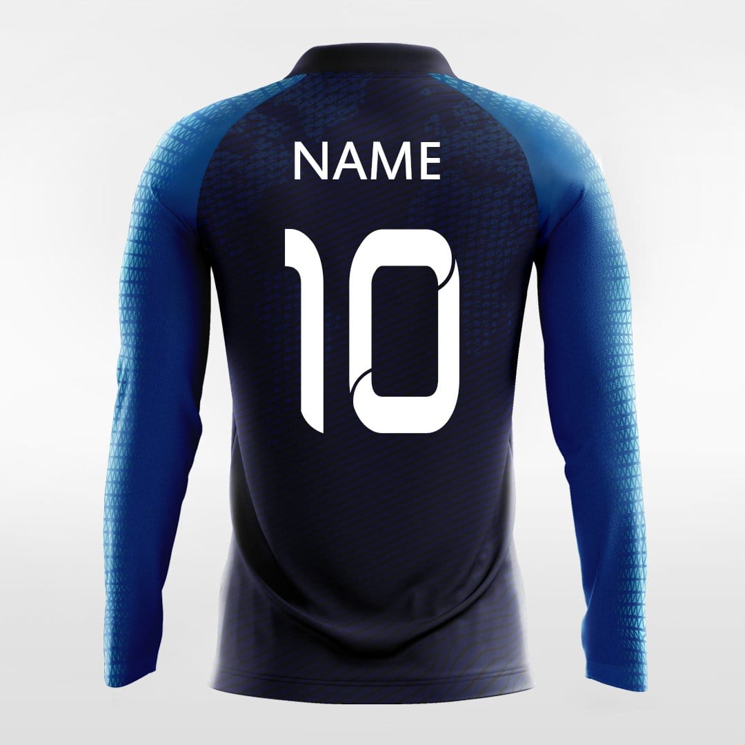 Terra Firma - Custom Long Sleeve Soccer Jersey Blue for Men