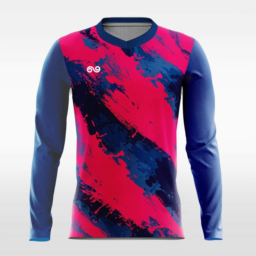 Graffiti - Custom Long Sleeve Soccer Jersey Red for Men