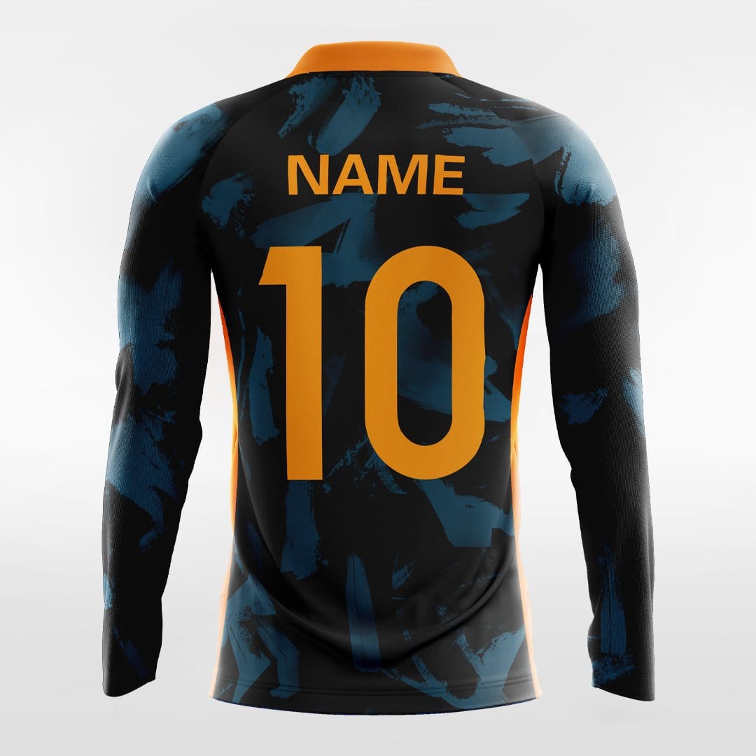 Dark Ink - Custom Long Sleeve Soccer Jersey Blue for Men