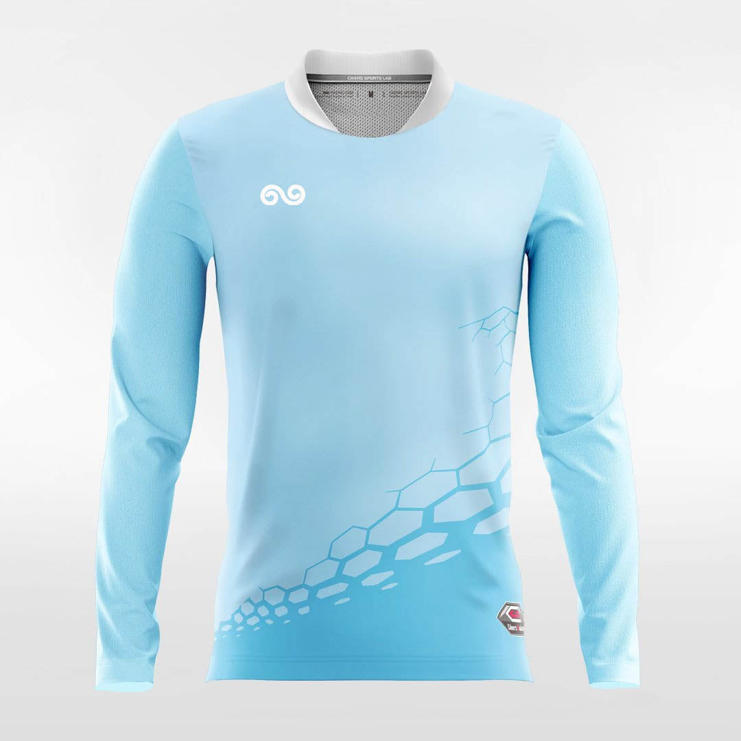 Dragon Vein - Custom Long Sleeve Soccer Jersey Sky Blue for Men