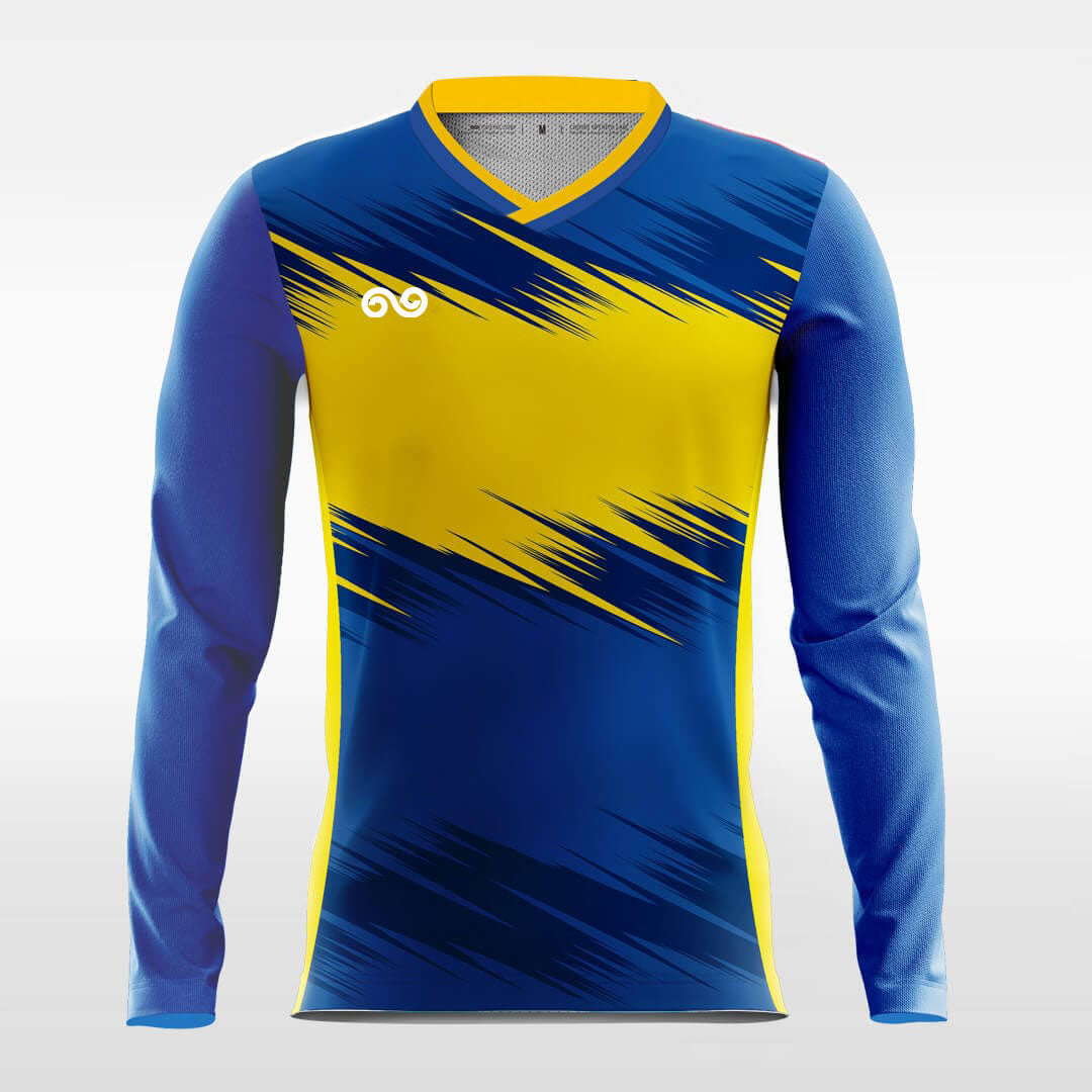 Warm Light - Custom Long Sleeve Soccer Jersey Blue for Men