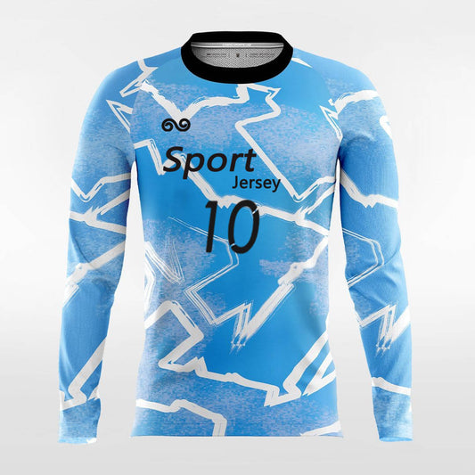 Pop Camouflage Blue - Custom Long Sleeve Soccer Jersey for Men