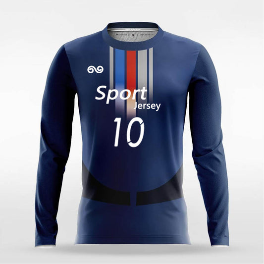 Halo - Custom Long Sleeve Soccer Jersey Navy Blue for Men