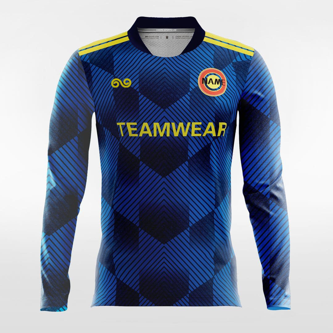 Graffiti - Custom Long Sleeve Soccer Jersey Navy Blue for Men