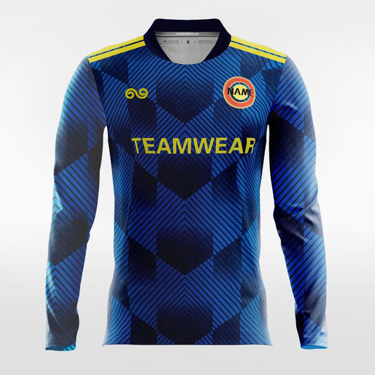 Graffiti - Custom Long Sleeve Soccer Jersey Navy Blue for Men