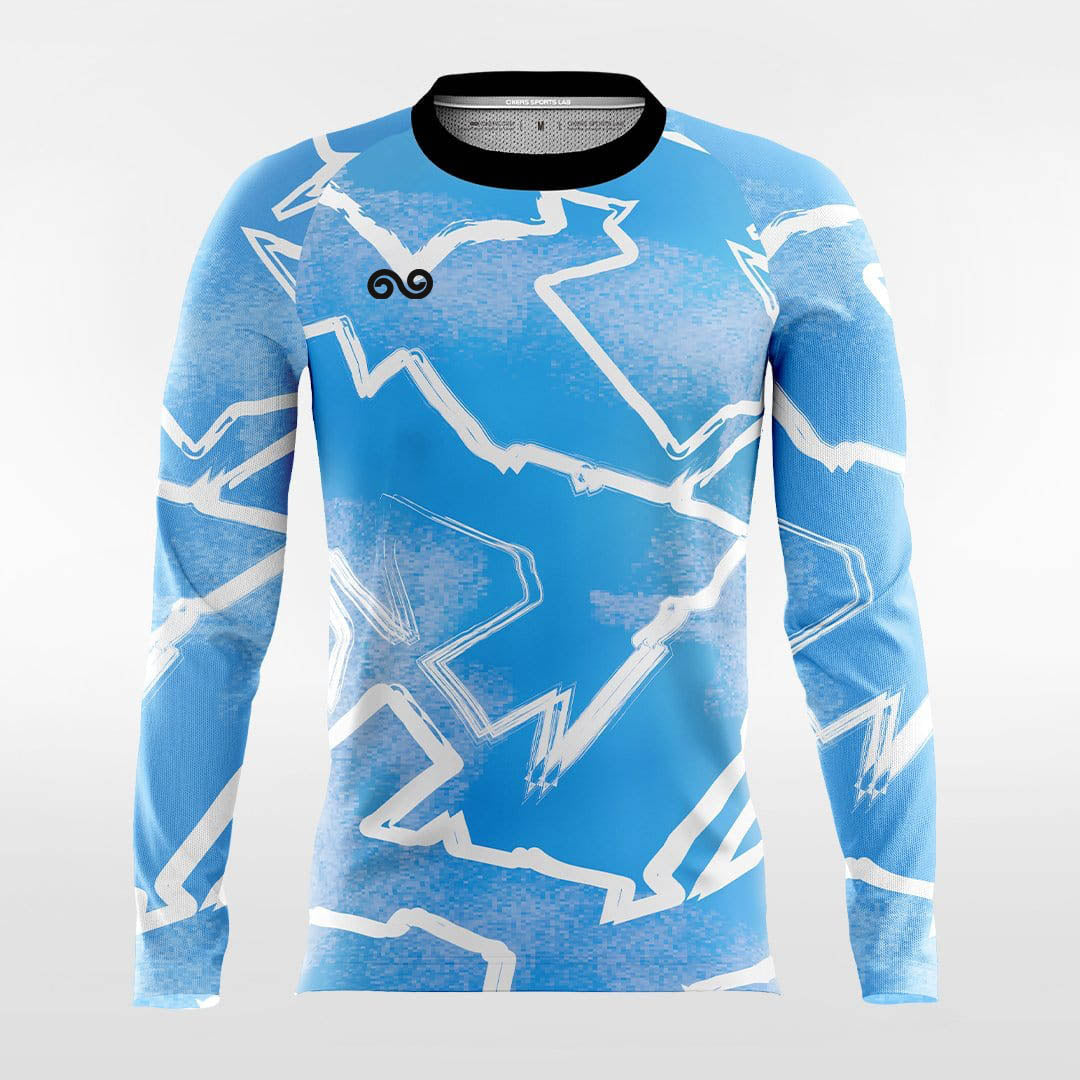 Pop Camouflage Blue - Custom Long Sleeve Soccer Jersey for Men