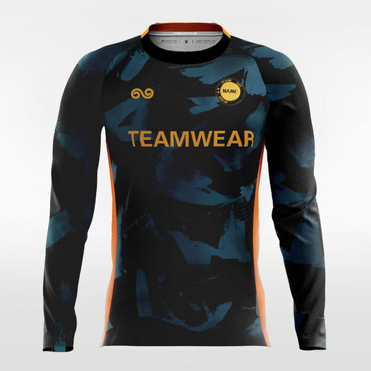 Dark Ink - Custom Long Sleeve Soccer Jersey Blue for Men
