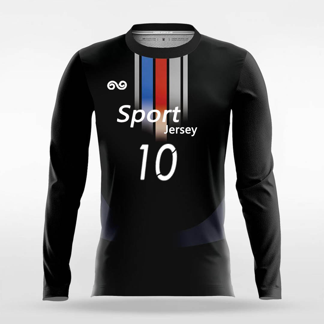 Halo - Custom Long Sleeve Soccer Jersey Black for Men