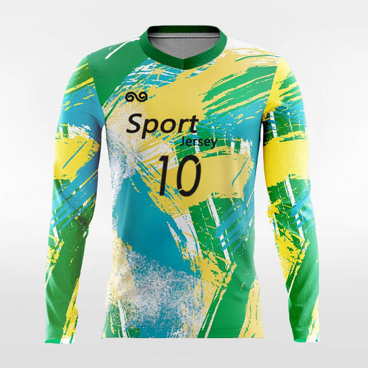 Cool Pop Camouflage - Custom Long Sleeve Soccer Jersey for Men