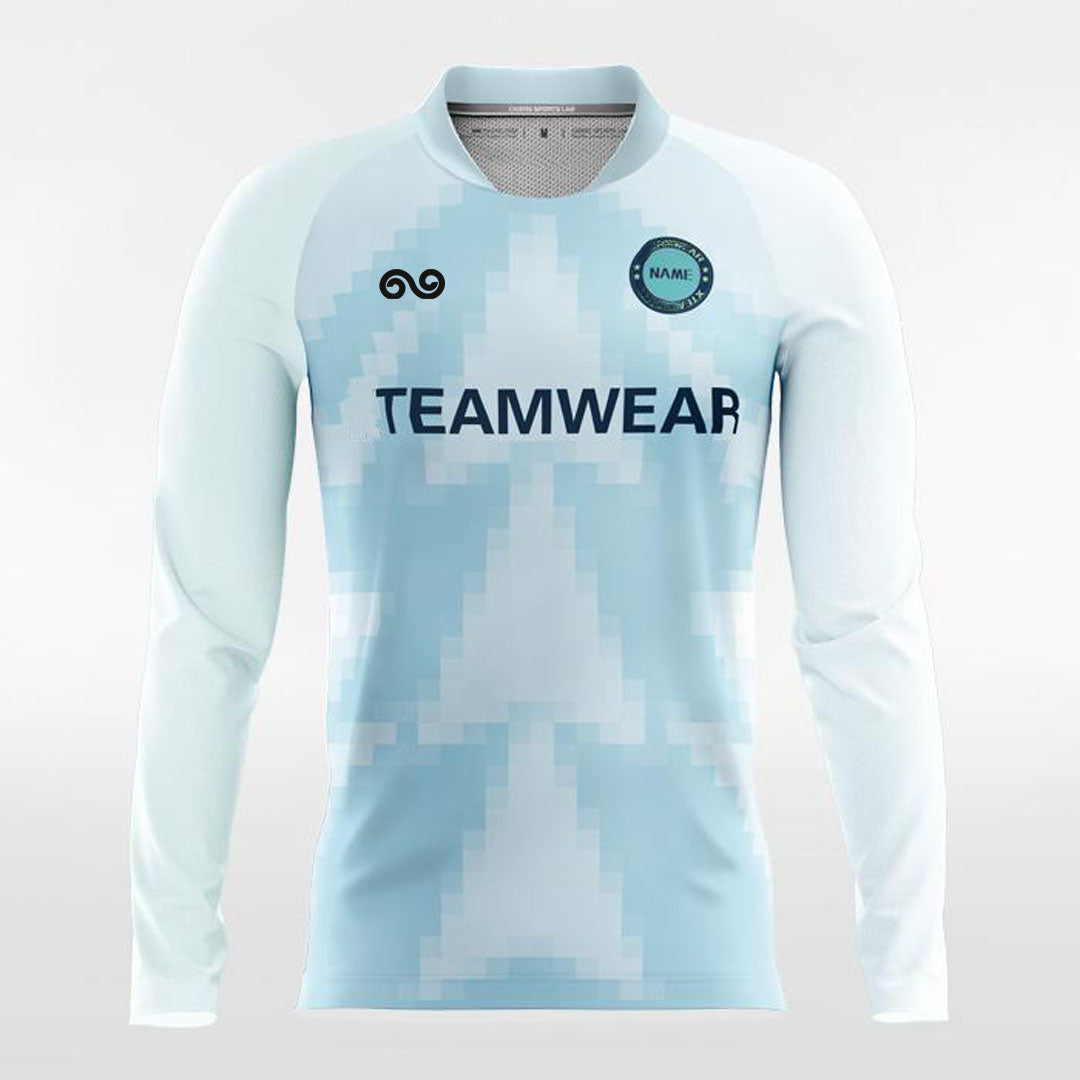 Fashion Mosaic Blue - Custom Long Sleeve Soccer Jersey for Men