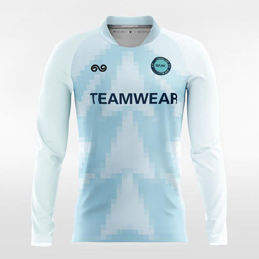 Fashion Mosaic Blue - Custom Long Sleeve Soccer Jersey for Men