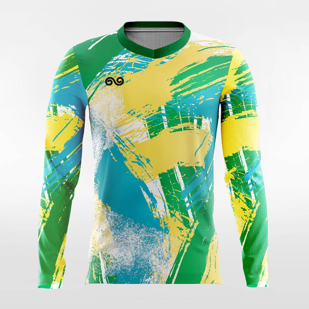 Cool Pop Camouflage - Custom Long Sleeve Soccer Jersey for Men