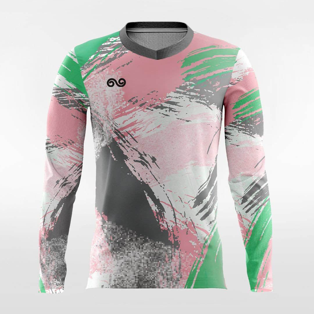 Pink Pop Camouflage - Custom Long Sleeve Soccer Jersey for Men