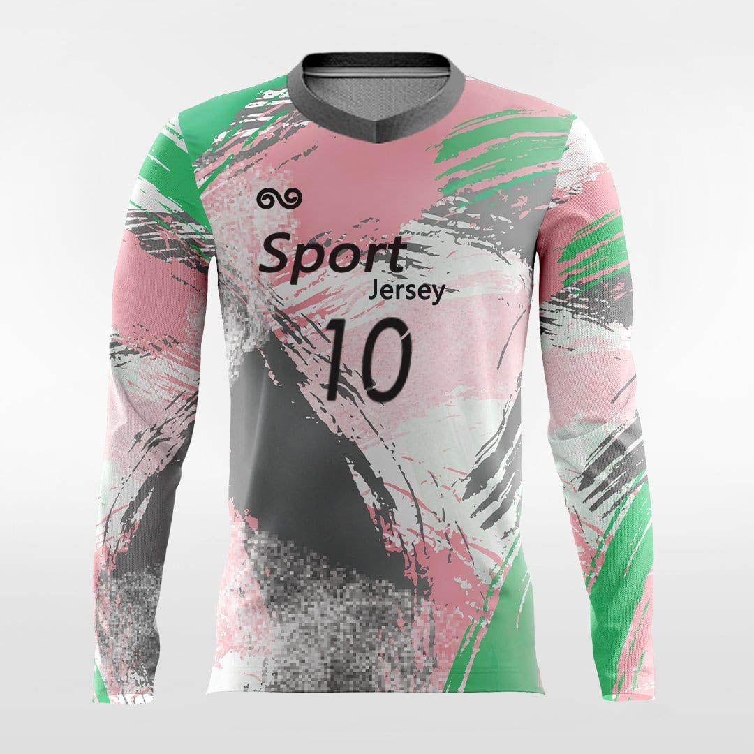 Pink Pop Camouflage - Custom Long Sleeve Soccer Jersey for Men