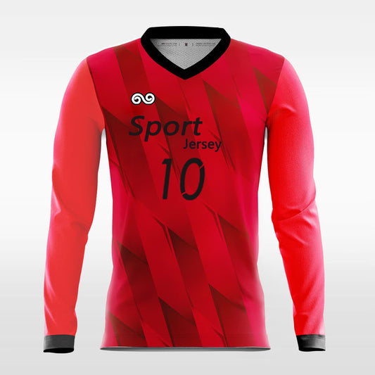 Connection - Custom Long Sleeve Soccer Jersey Red for Men