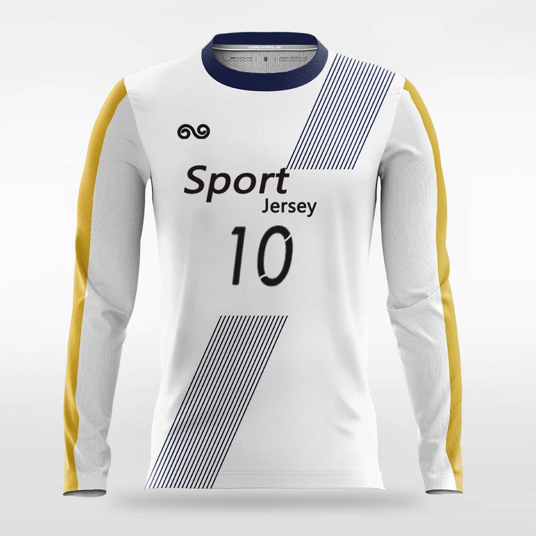Halo - Custom Long Sleeve Soccer Jersey White for Men
