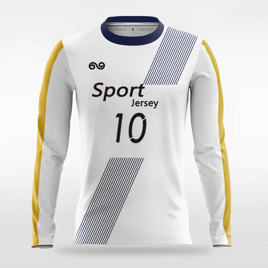 Halo - Custom Long Sleeve Soccer Jersey White for Men
