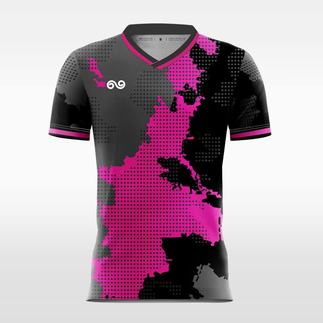 Map - Custom Soccer Jersey for Men Rose-Red Sublimated