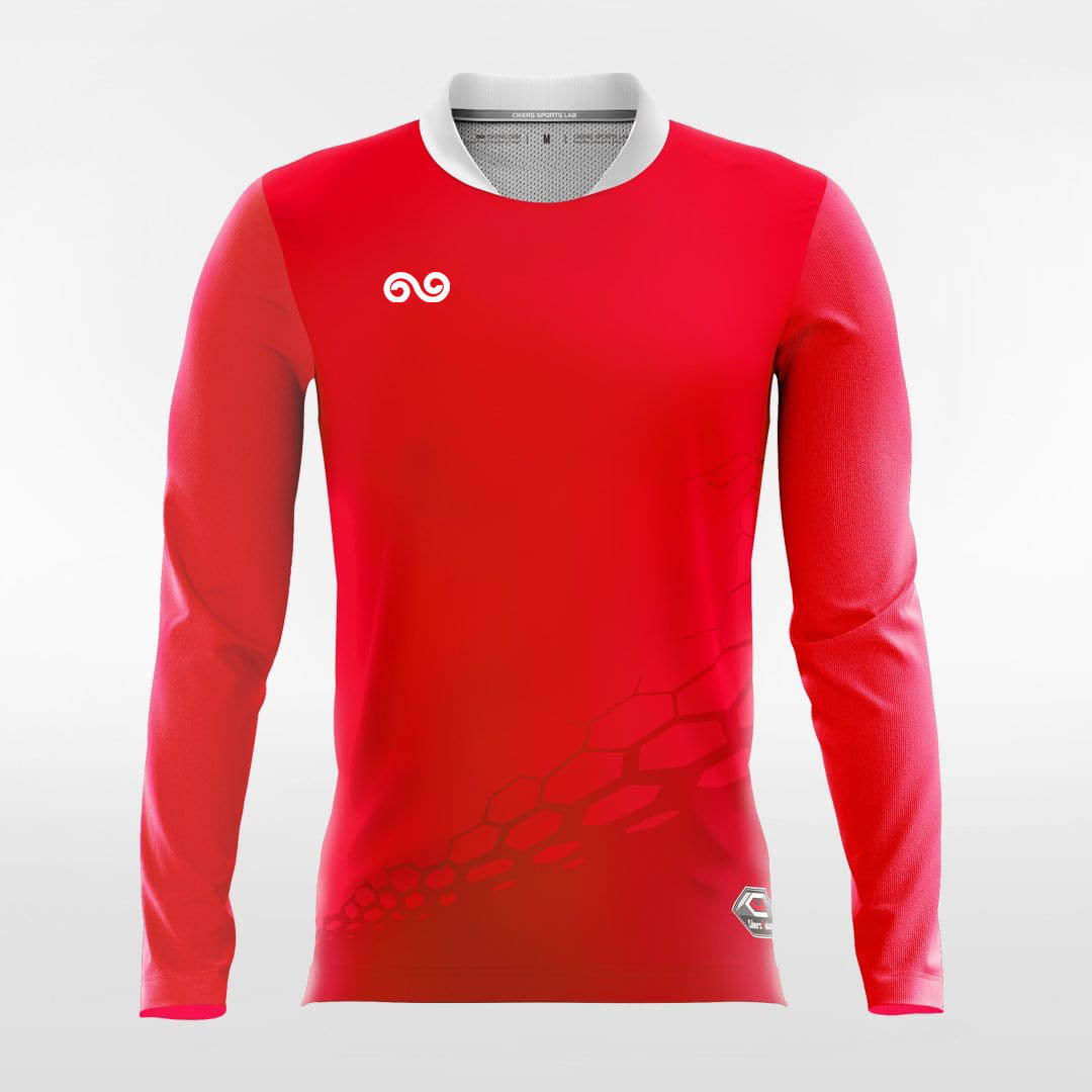 Dragon Vein - Custom Long Sleeve Soccer Jersey Red for Men
