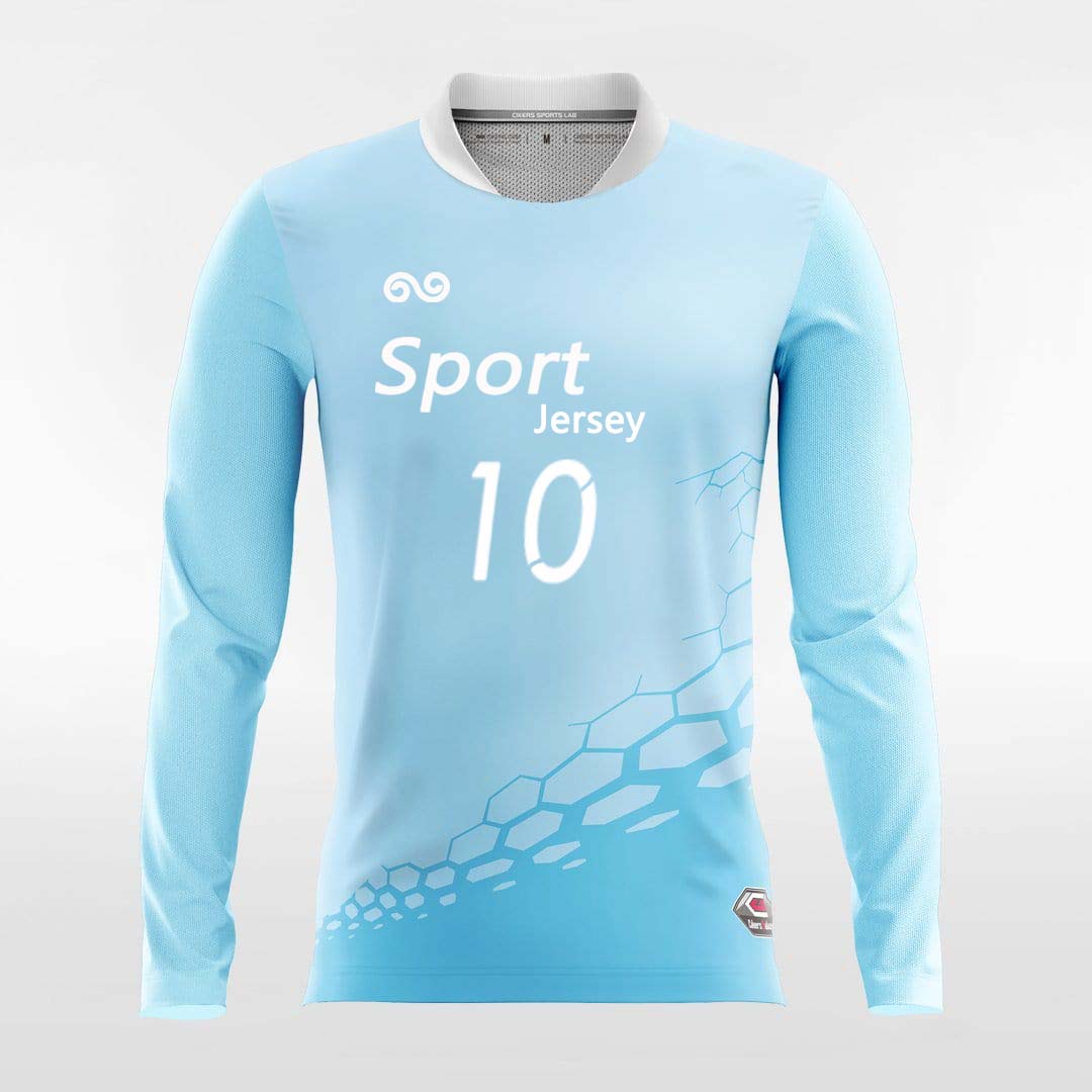Dragon Vein - Custom Long Sleeve Soccer Jersey Sky Blue for Men