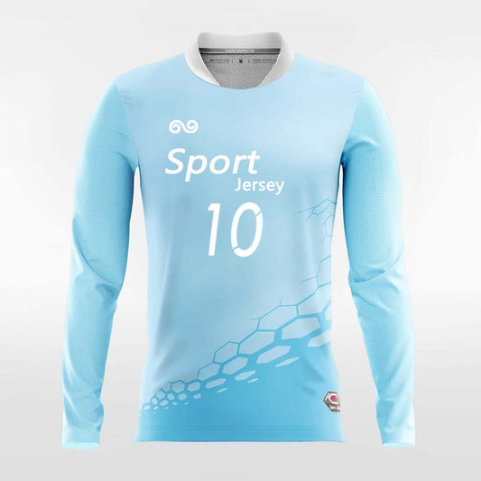 Dragon Vein - Custom Long Sleeve Soccer Jersey Sky Blue for Men