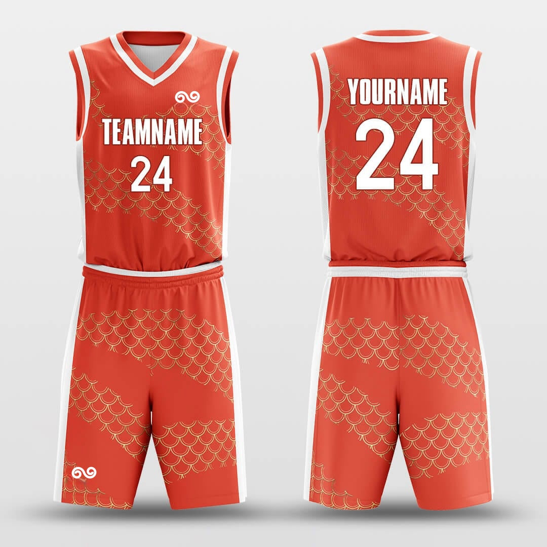 Golden Scales -Custom Basketball Jersey with Shorts Subliamted