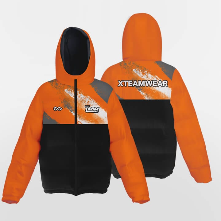    orange short winter jacket