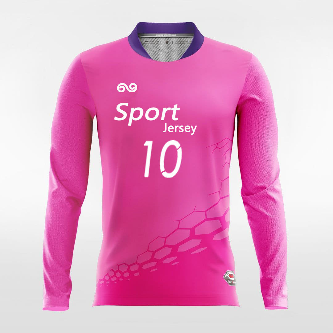 Dragon Vein - Custom Long Sleeve Soccer Jersey Pink for Men
