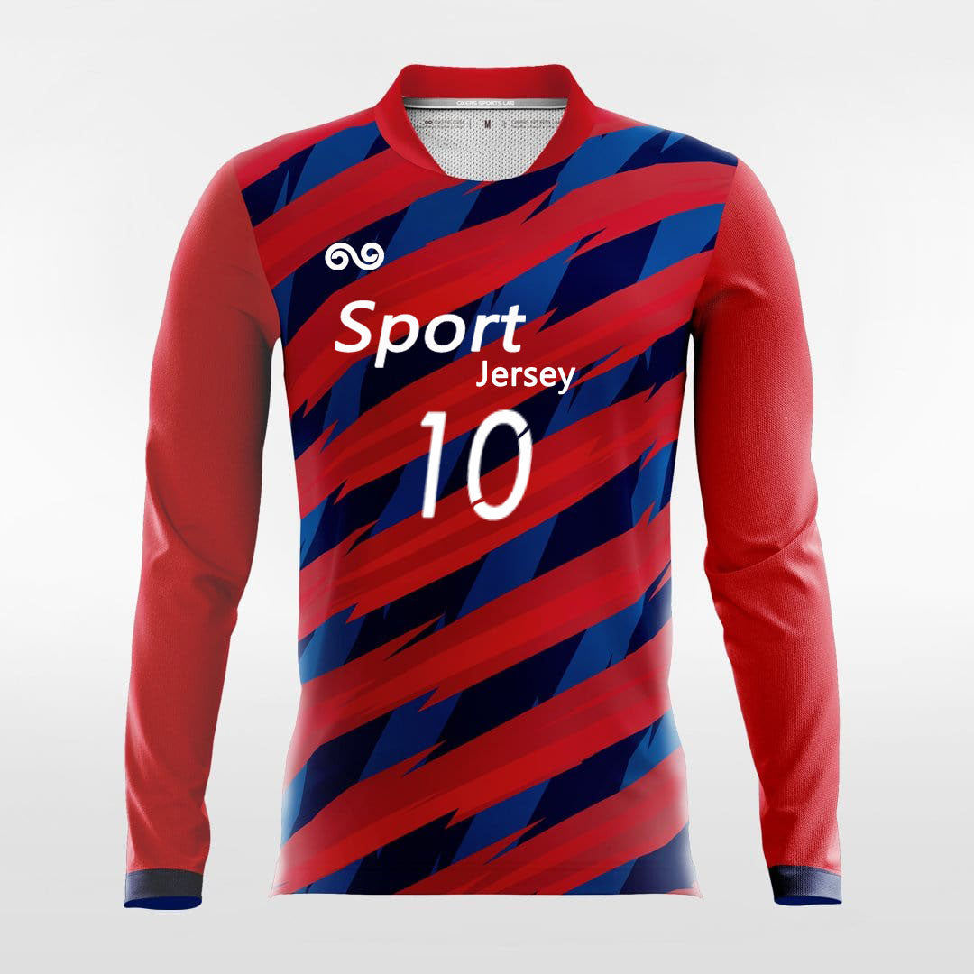 Thorn - Custom Long Sleeve Soccer Jersey Red for Men