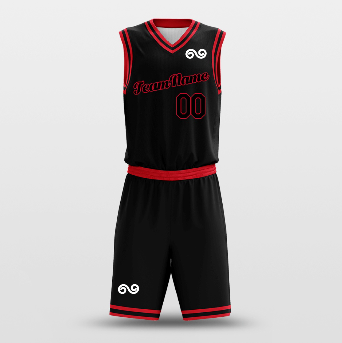 Black Red -Custom Basketball Jersey with Shorts Subliamted