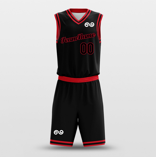 Black Red -Custom Basketball Jersey with Shorts Subliamted