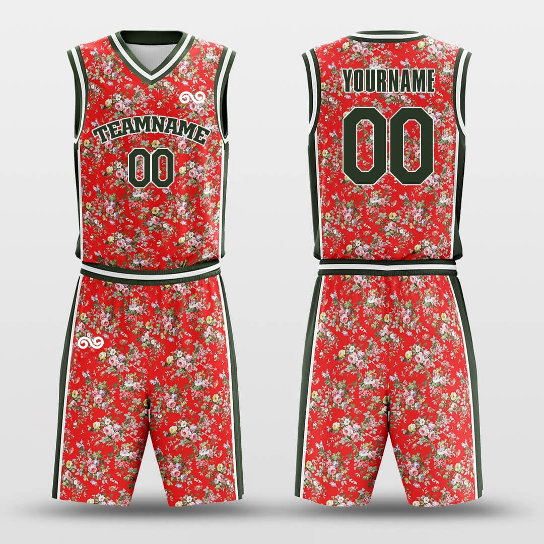DongBei Flower1 -Custom Basketball Jersey with Shorts Subliamted