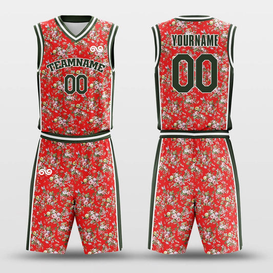DongBei Flower1 -Custom Basketball Jersey with Shorts Subliamted