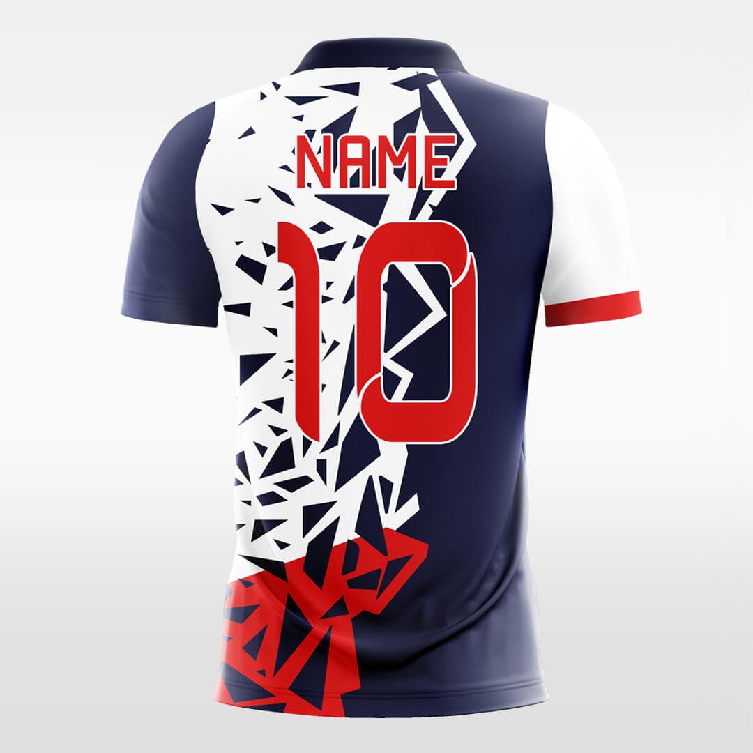 red custom short soccer jersey