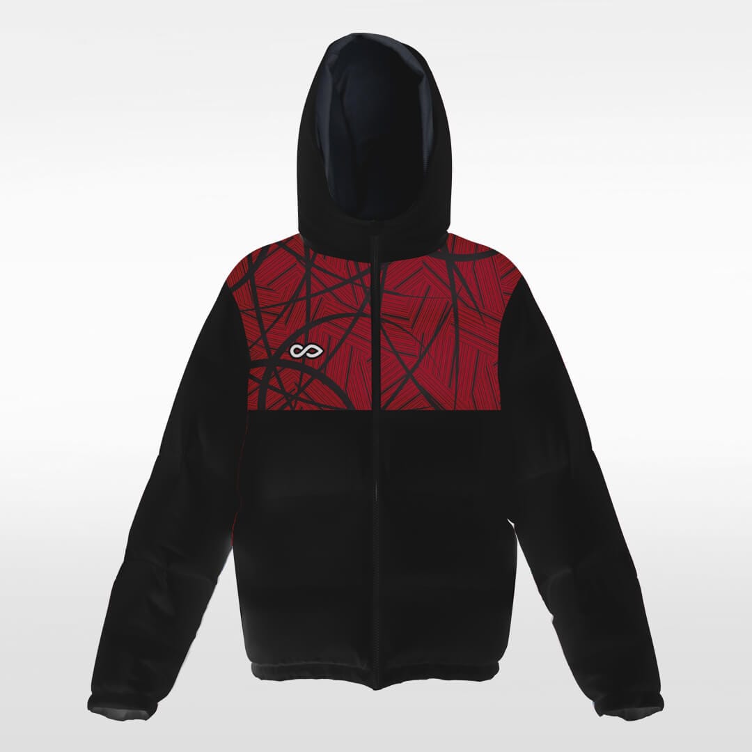 red custom short winter jacket