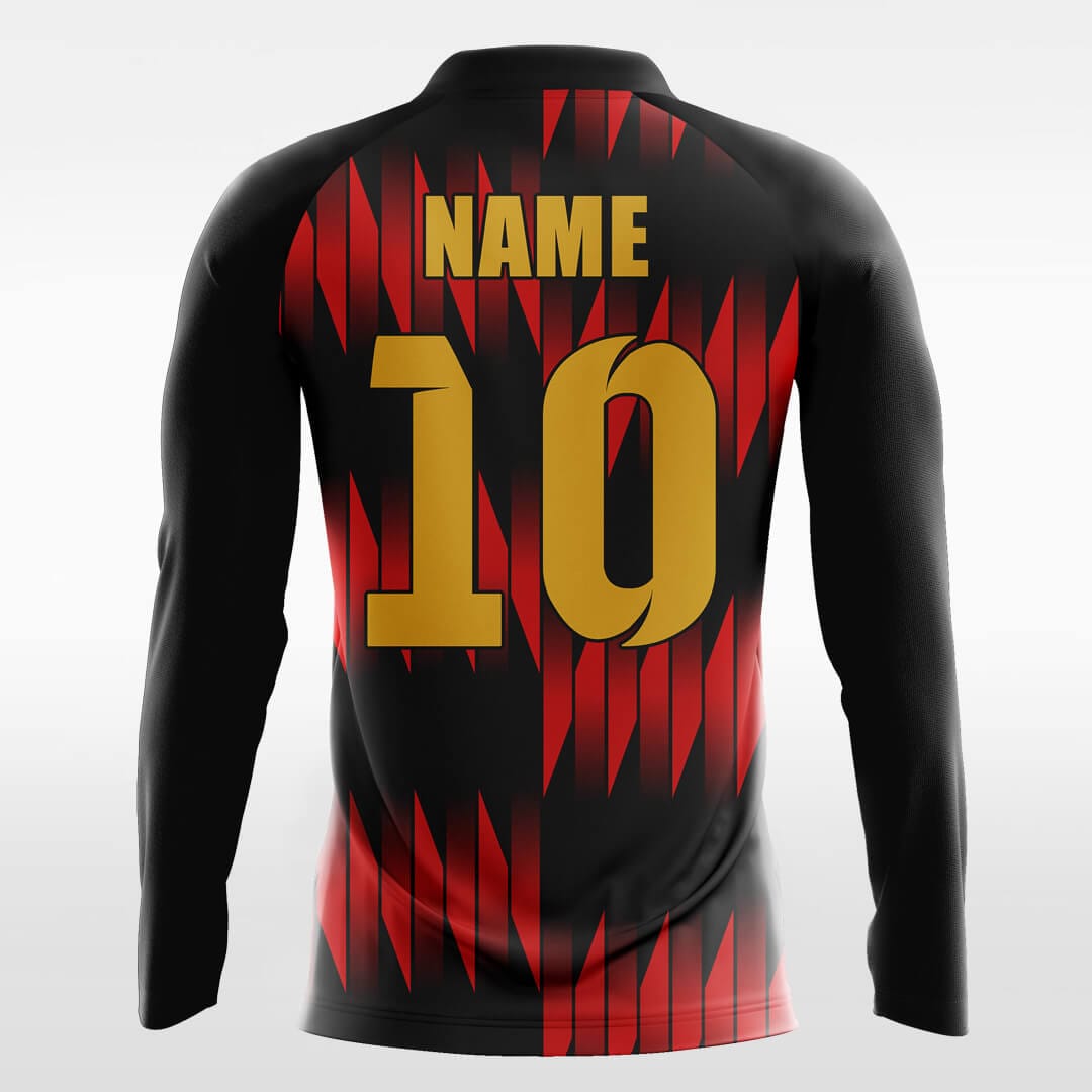 Fire - Custom Long Sleeve Soccer Jersey Black for Men